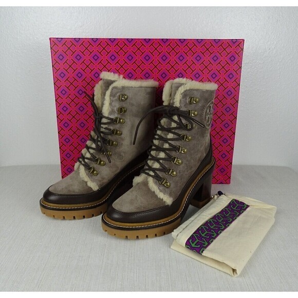 TORY BURCH Miller Shearling Lug Sole Ankle Boots 95MM Suede Leather 6.5 NIB - Picture 4 of 14